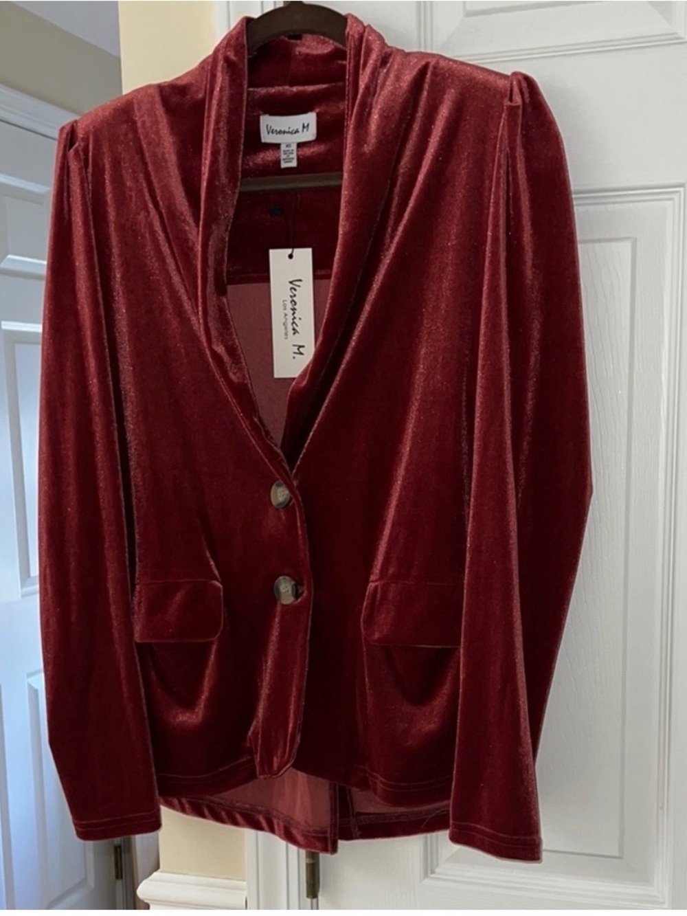 NWT Veronica M. Velvet Burgundy Blazer Size XS